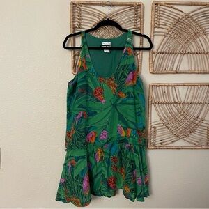 Vintage Miss Sixty Parrot Dress Green Tropical Y2K Boho Women's Sz S B18